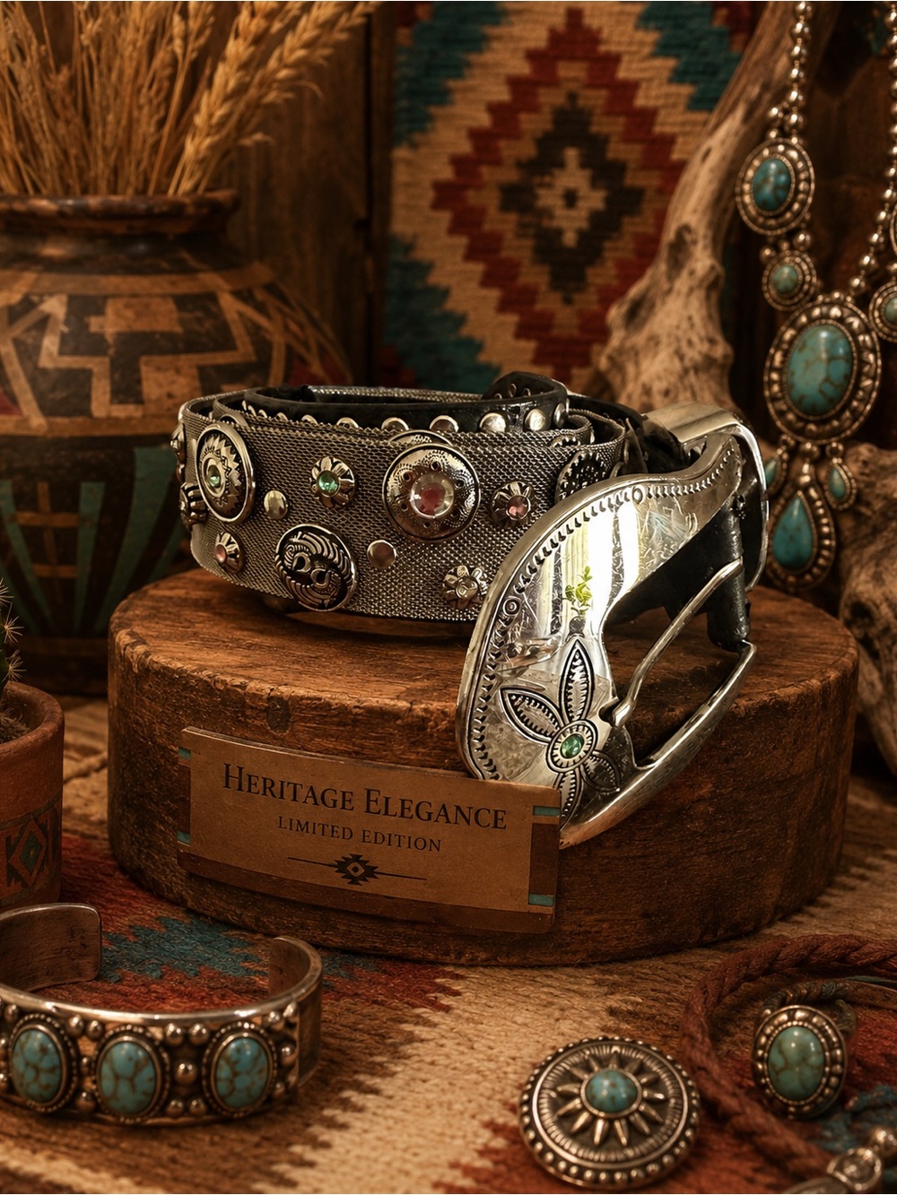 South West Silver Mesh Dragons and Crystals large Belt